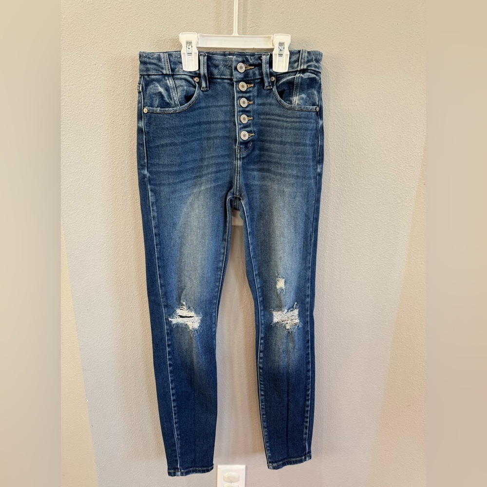 KanCan Dark Blue Button-Fly Skinny Jeans
